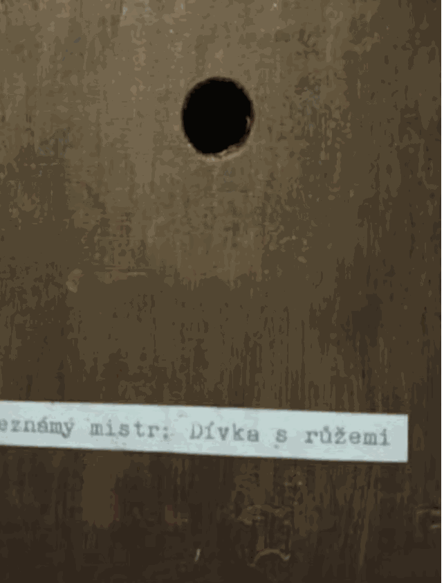 Obrazek drewniany czeski vintage – dziewczyna z różami (lata 70./80.)