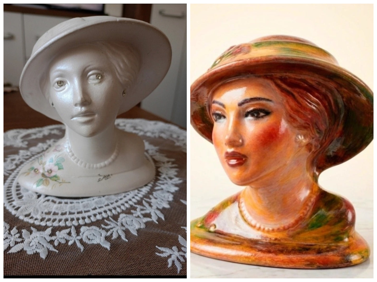 Włoskie popiersie Vintage Dama — sygnowana figurka vintage lata 70/80 po renowacji