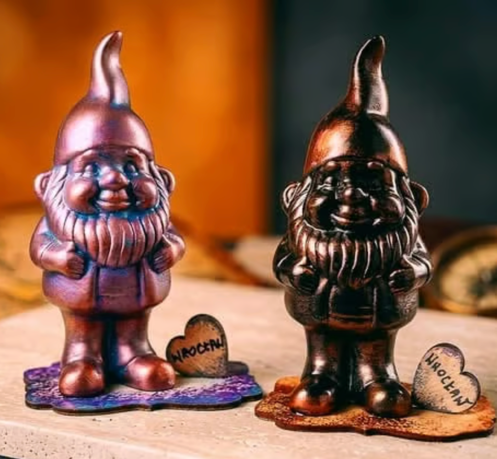 Unikatowe Krasnale Wrocławskie — rękodzieło 13 cm — styl vintage / upcycling