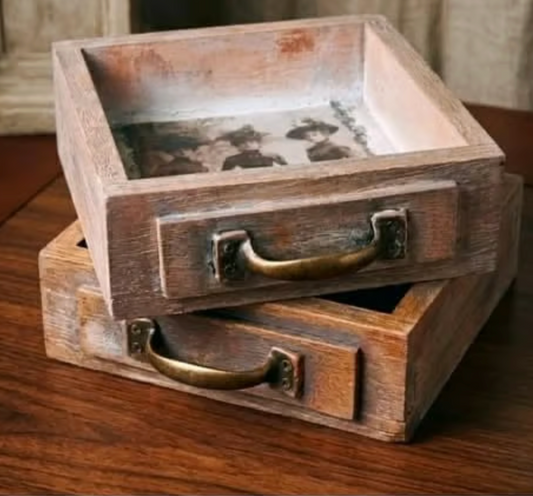 Vintage Retro Drawer 15x15 cm — for jewelry, candles, trinkets (two designs)