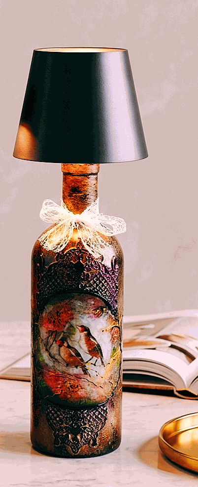 Unikatowe lampy butelkowe 2w1 Upcykling, USB, funkcja wazonu na susz, Rękodzieło