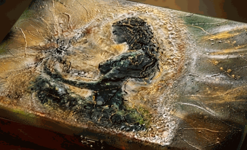 Skrzynia Aura – Duża skrzynia inspirowana fantasy z naturalnym mchem