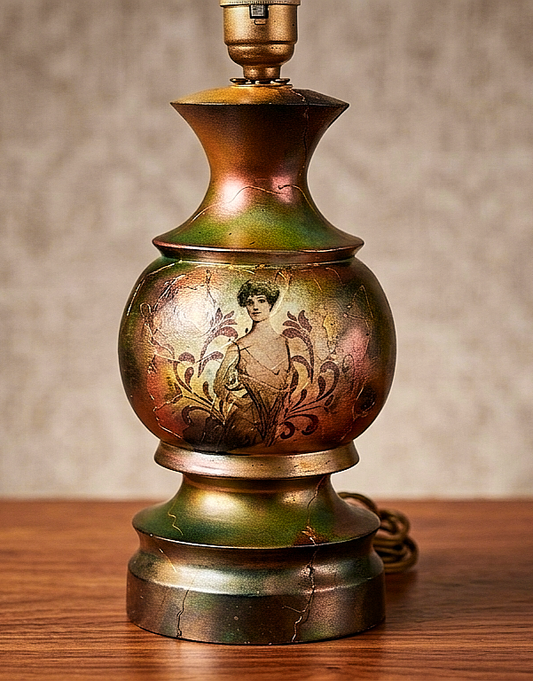 Vintage Wooden Lamp from Ireland | Unique, Renovated Retro / Shabby Chic