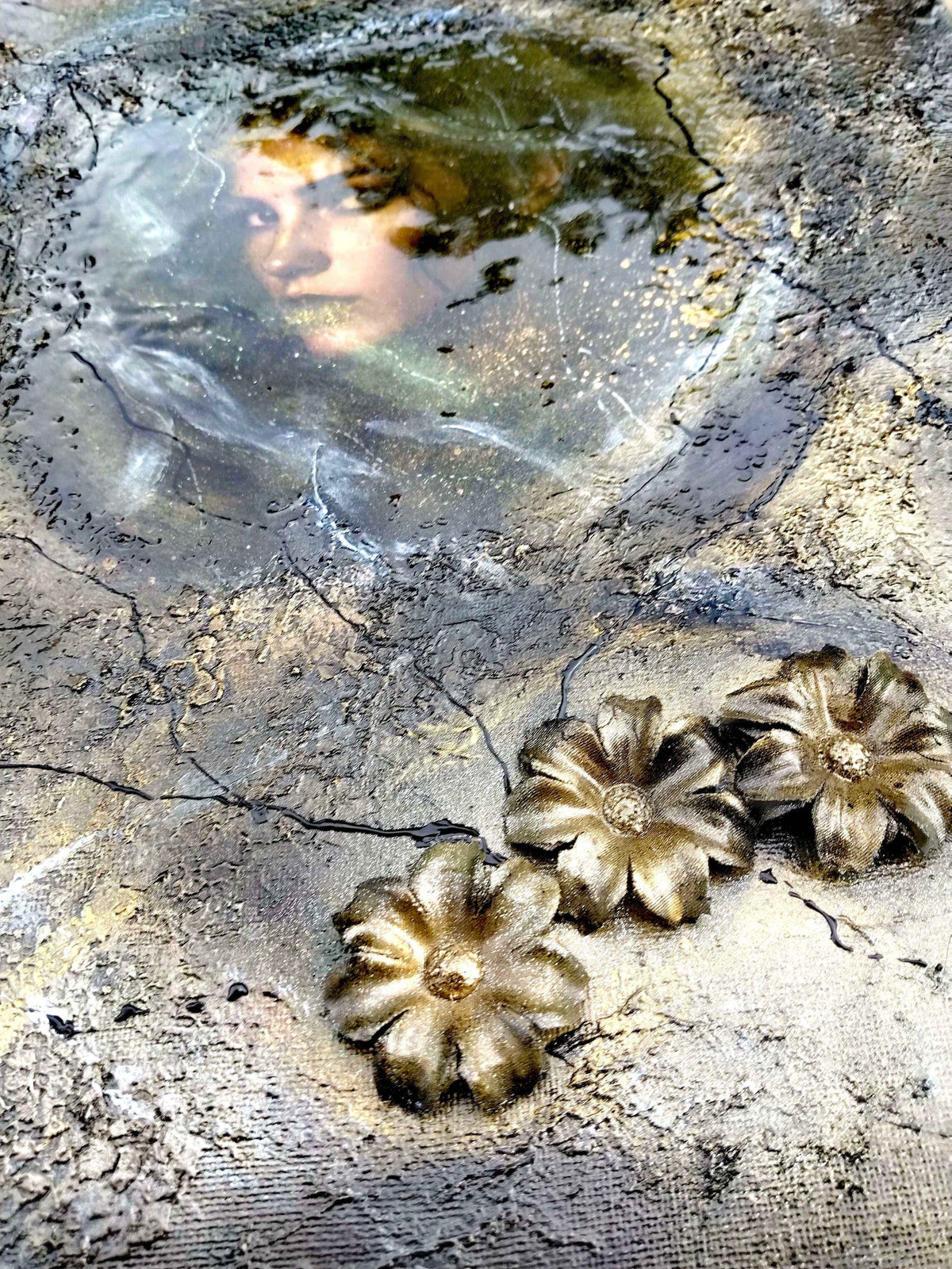 "Two of Us" Duży obraz strukturalny mixed media art unikat