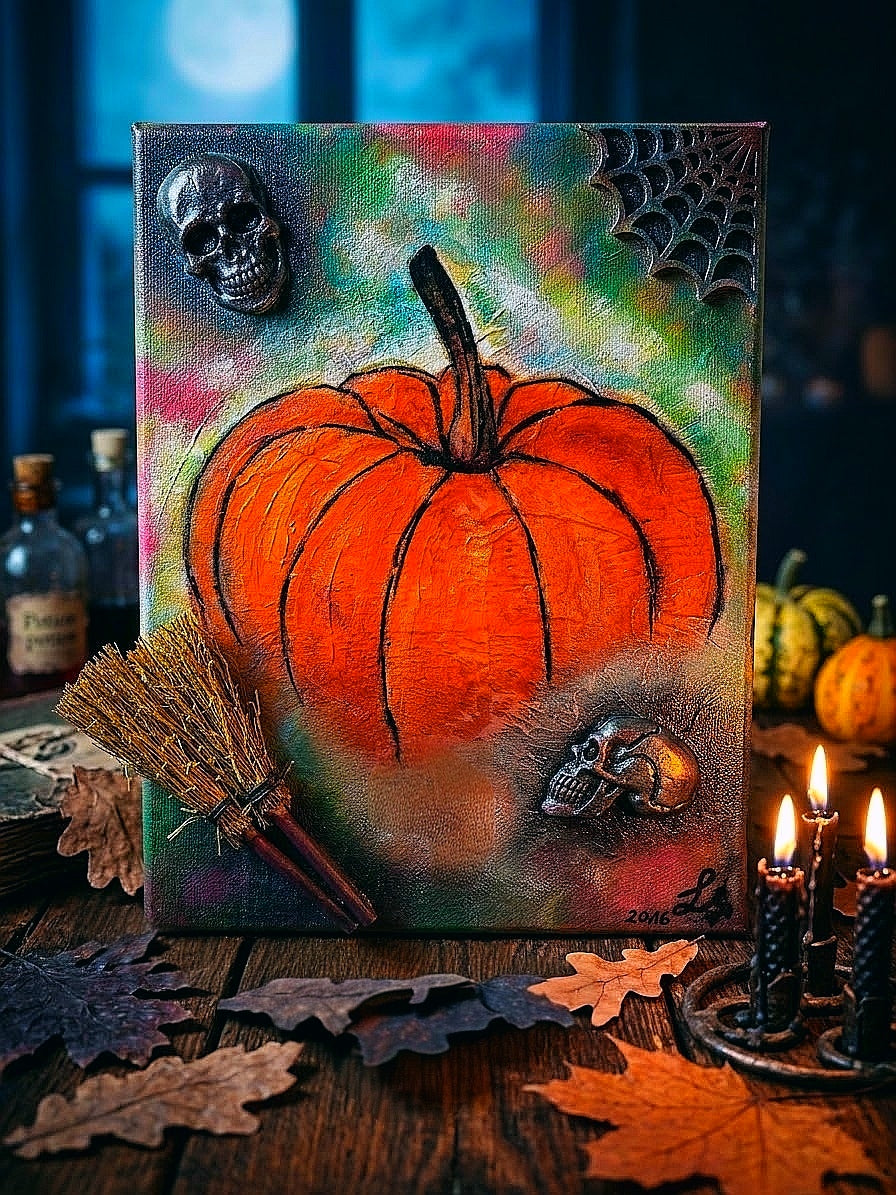 Obraz 3D z dynią i motywami Halloween - Pumpkin night