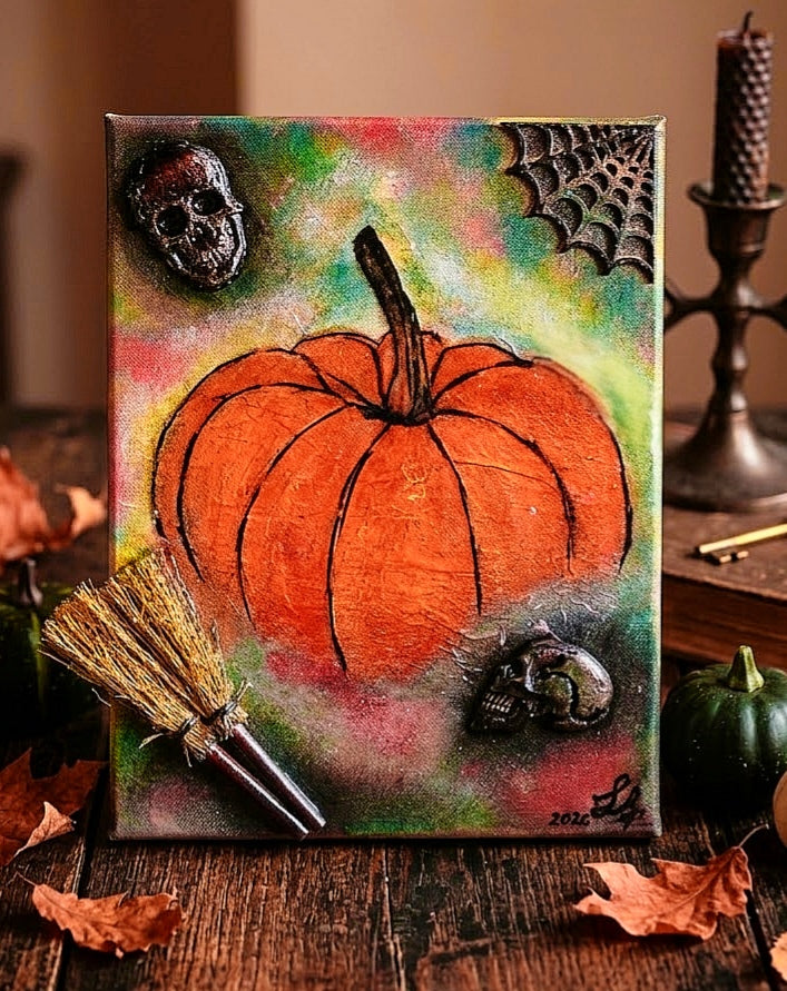 Obraz 3D z dynią i motywami Halloween - Pumpkin night
