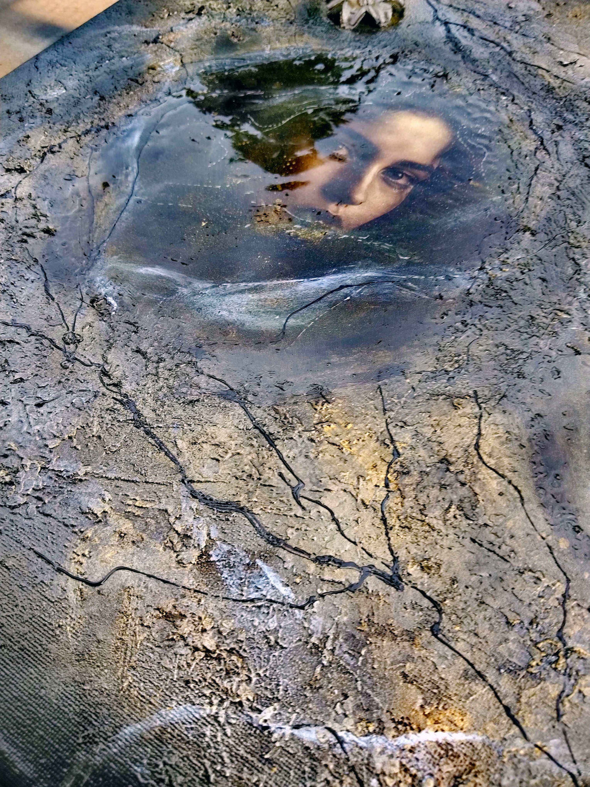"Two of Us" Duży obraz strukturalny mixed media art unikat