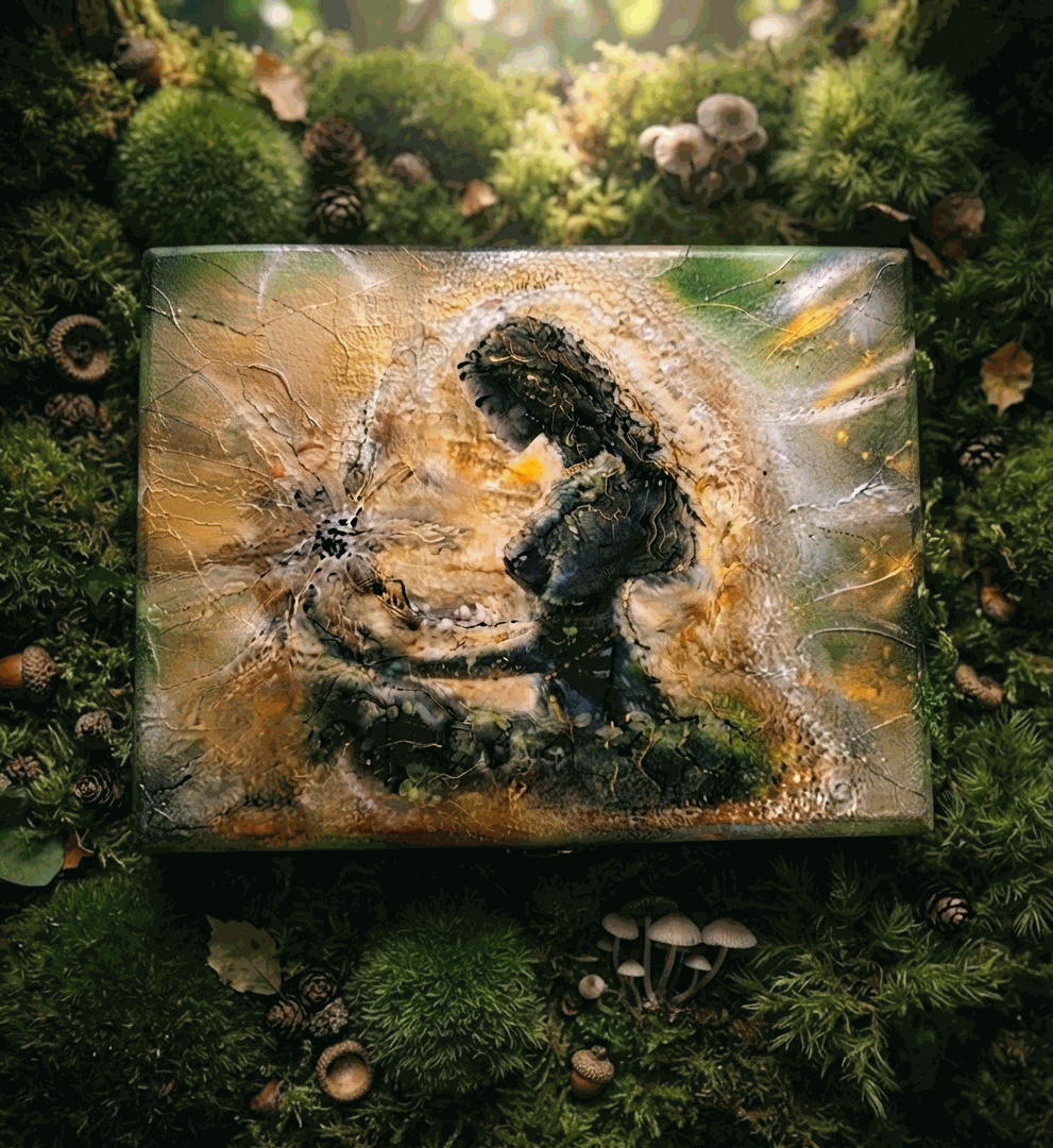 Skrzynia Aura – Duża skrzynia inspirowana fantasy z naturalnym mchem