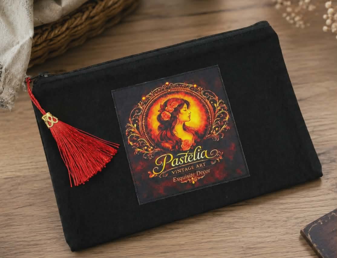 Ręcznie szyta kosmetyczka z logo Pastelia Vintage Art - dama secesyjna